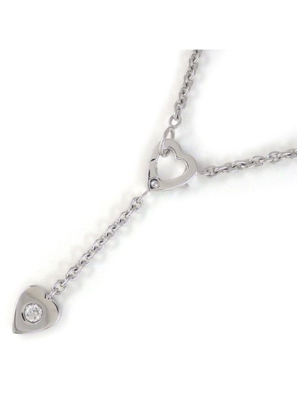 Cartier Necklace Mon Amour Heart Shape Drop Diamond 18k White Gold